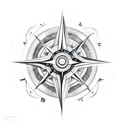 An Abstract Representation Of The Sun And A Compass Intertwined