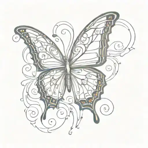 A Butterfly Tattoo With Four Wings And One Wing Is Shape Like A Heart And Is Colored In