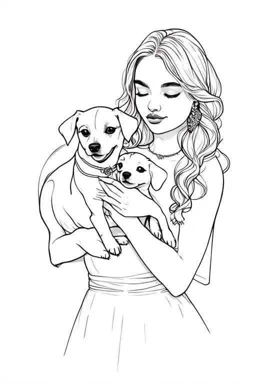 Lady Holding Small Dogs Playing