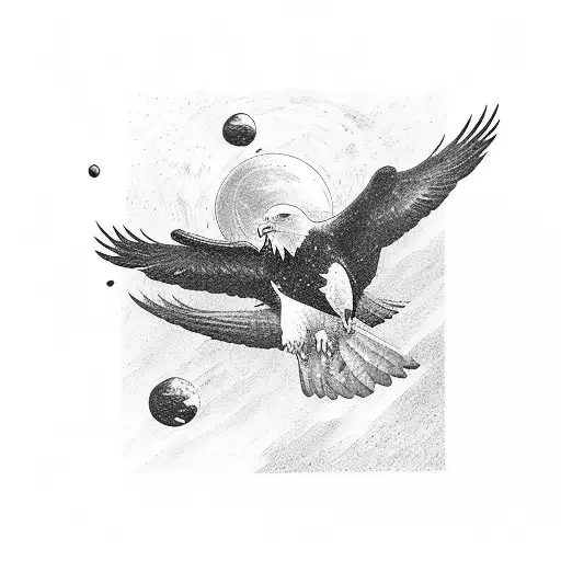 A Metro 6R4 Floating In Space With An Eagle Soaring Above