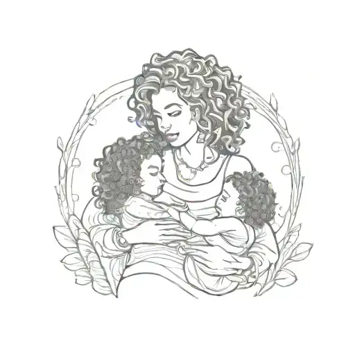 Kalani Sarai In Computer Font Around Mom With Curly Hair And Babygirl In Arms