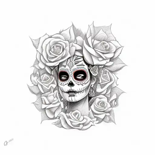 Day Of The Dead Female Face With New York And La