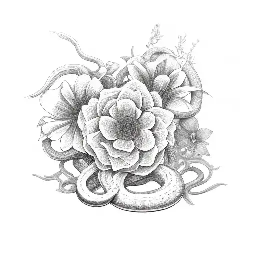 Flowers Around A Snake