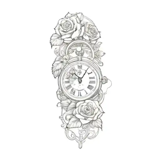 A Clock With Roses And An Eye
