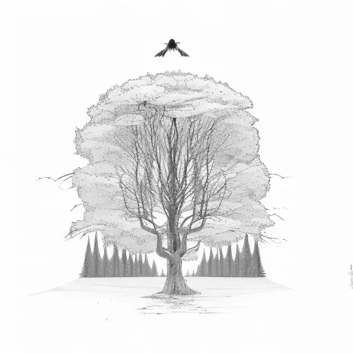 Tree On Flying A Piece Of Land