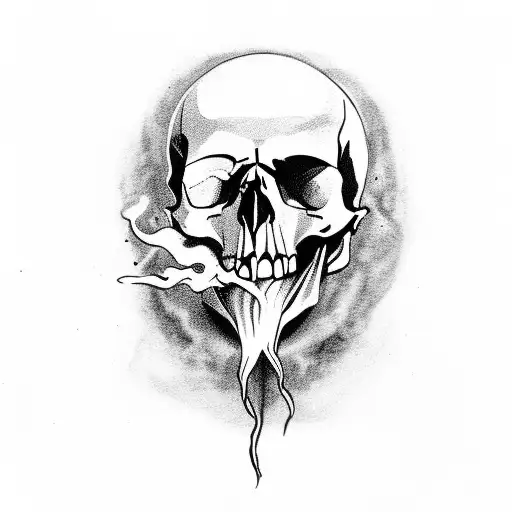 Emo Skull With Smoke Coming Out Of Its Mouth