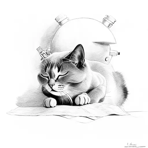 A Black Cat With White Paws And Belly Sleeps With Outstretched Paws