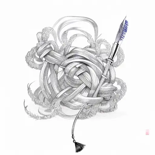 Chinese Knot Tassel With Brush Ink