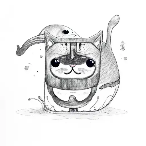 Cat Face On A Whale Cute Big Eyes Whiskers