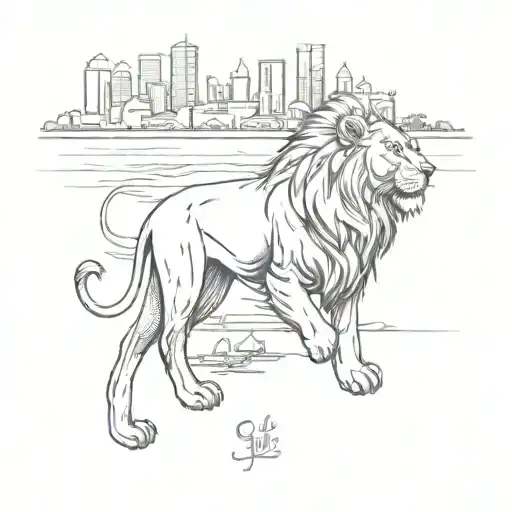Sri Lanka Lion And Doha Skyline
