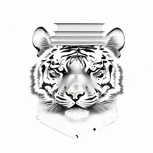 Sketch-style Tattoo Of A Tiger Meditating With A Self Improvement Book