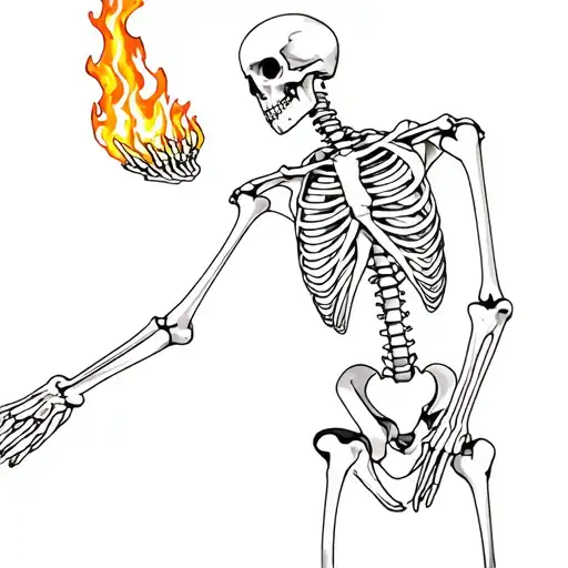 Body Of A Skeleton On Fire