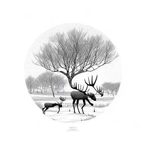 Tree Line With Moose