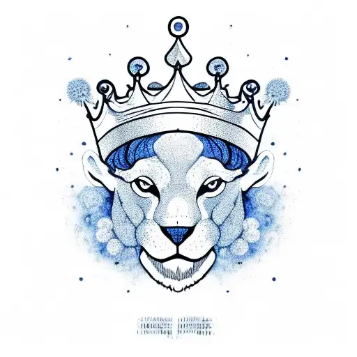 Blue And Black Snack Wearing Kings Crown With Lycoris Radiata Flowers Around