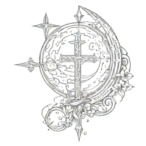 Moon And Cross Wrapped