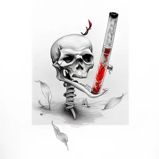 Death With A Red Lily In His Hand And A Cigarette In His Mouth
