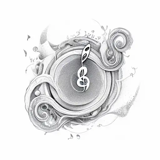 A Music Note Made Of Waves Crashing On A Rocky Shore