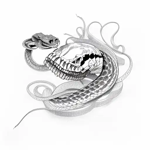 Snake Skeleton And Lycoris