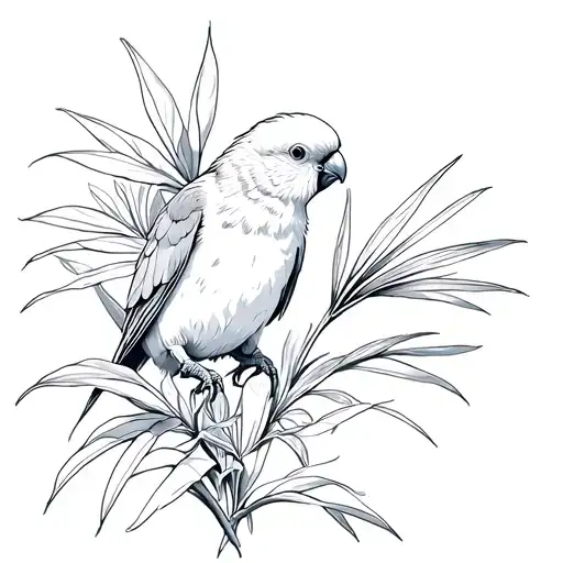 Parrotlet And Birds Of Paradise Plant