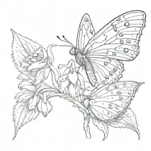 Lilly Of Valley And Moth Flying Near