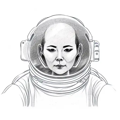 Astronaut Meditating In Front Of Pond Back View