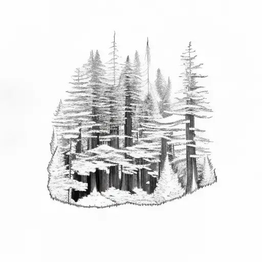 Redwood Forest With A Scar In The Middle