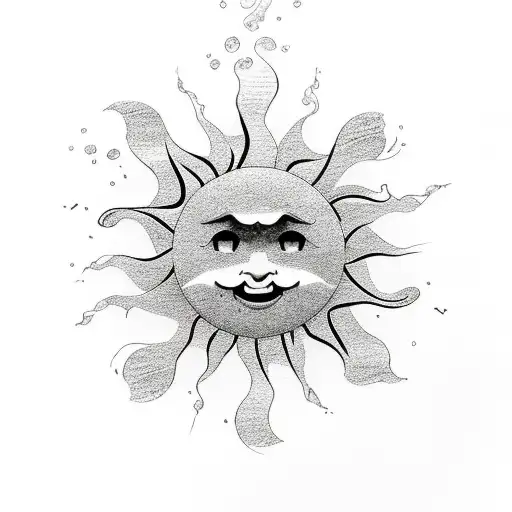 Simple Sun Shining With A Wave In The Middle