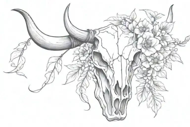 Flower Wrapped Cow Skull