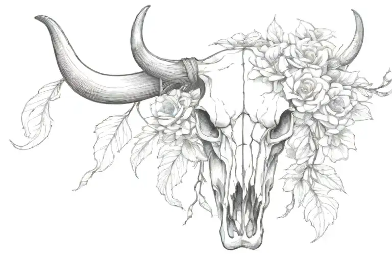 Flower Wrapped Cow Skull