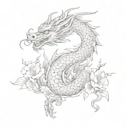 Chinese Dragon In Sakura