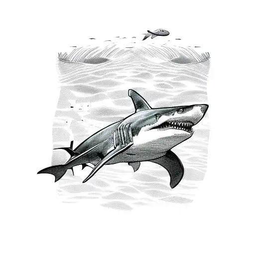 Combine A Hiking Trail With A Sketch Of A Shark