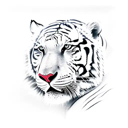 White Tiger Walking Through The Jungle At Night