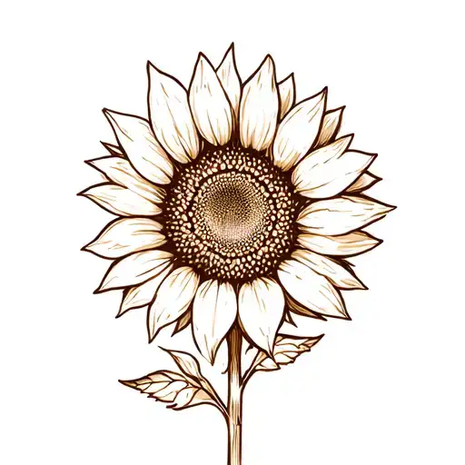 Simple Sunflower With Leaves