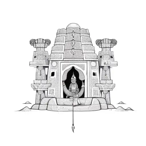 Sandcastle With Indian Headpiece On Top