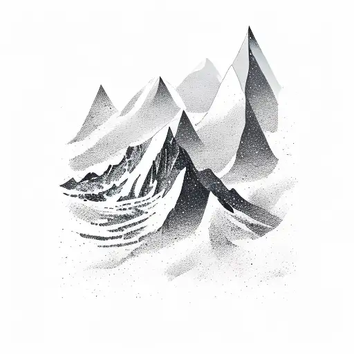 A Minimalist Representation Of A Mountain Peak And A Wave Intersecting
