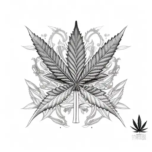 An Intricate Design Featuring Both A Gaming Controller And A Marijuana Leaf