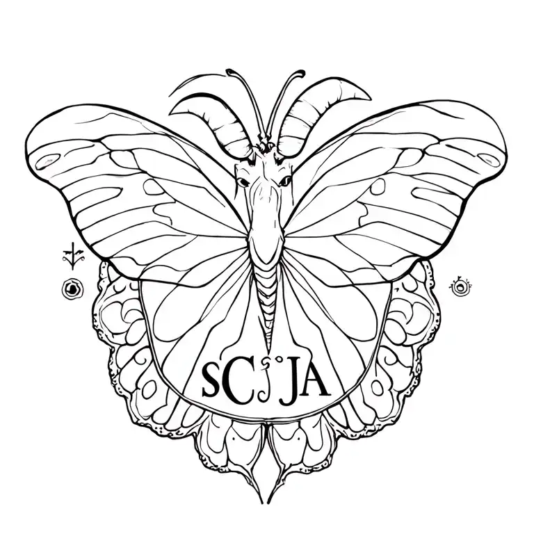 Simple Aries Zodiac With Butterfly Embedded With Scja Initials