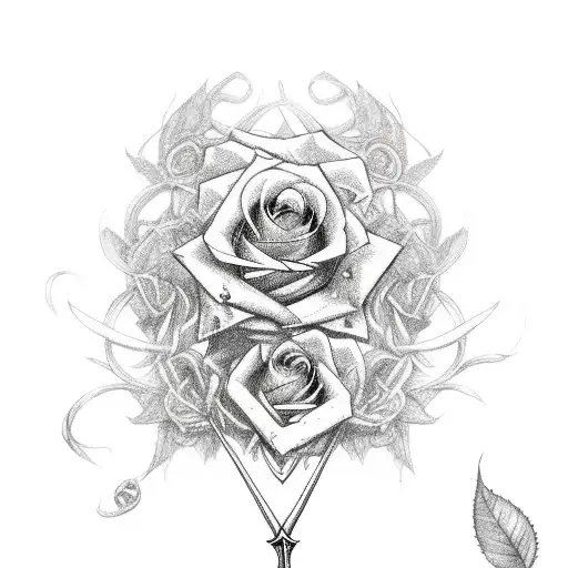 A Sword Tangled With Roses With A Quote Somewhere Saying Memento Vivere