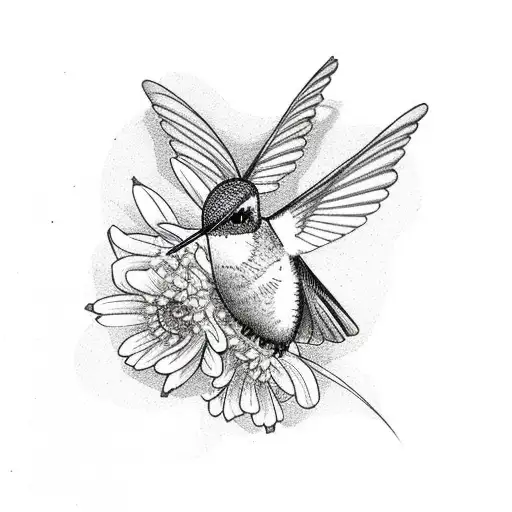 Hummingbird With Bees And Flowers