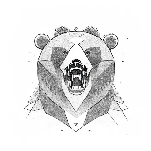 Muzzle Of A Growling Bear In Full Face