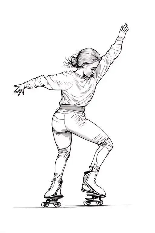 Fine Line Figure Skater Doing Tricks