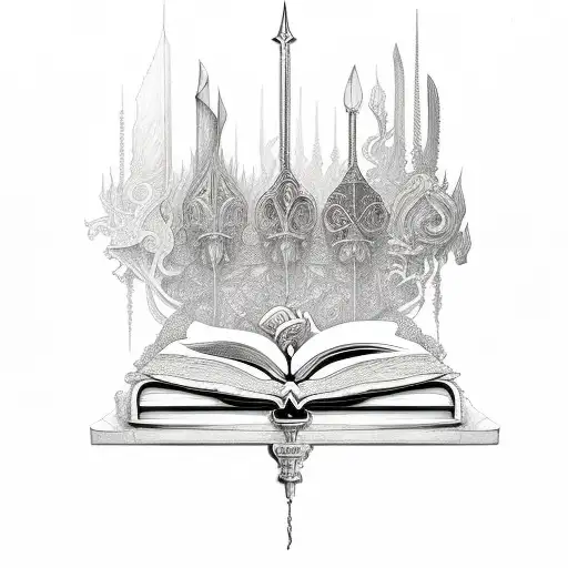 An Intricate Dagger With Pages Of A Book Forming The Blade