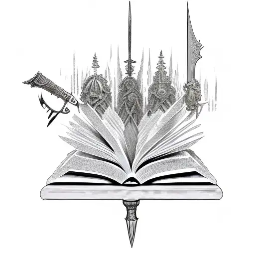An Intricate Dagger With Pages Of A Book Forming The Blade