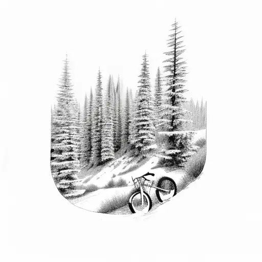Forest Mountains And Bicycle