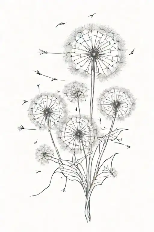 A Wish Dandelion Representing My Wife And 6 Children