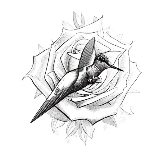 Militar Spear Rose And Hummingbird