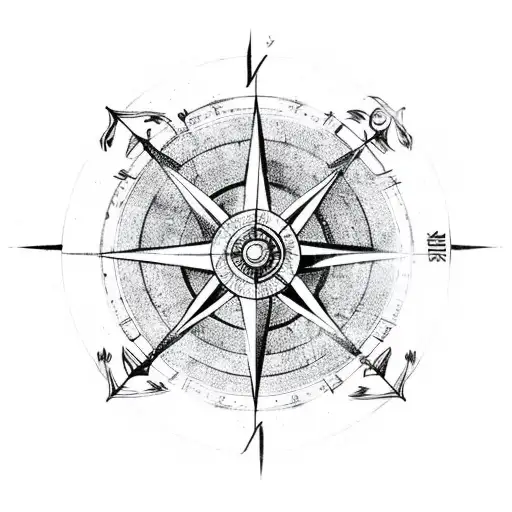 An Arrow Brakes A Compass That Shows South