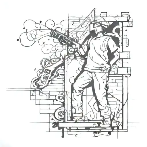 Ink Black Street Graffiti Art On A Textured Paper Vintage Background Inspired Banksy