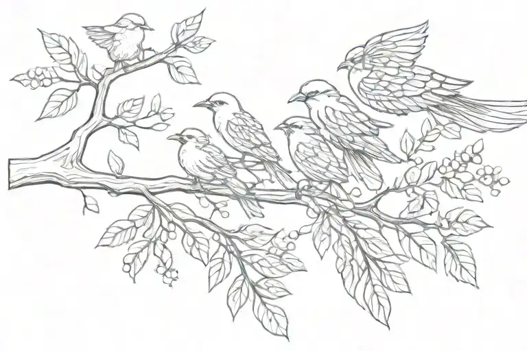 Bird Flying Away From Family On A Branch