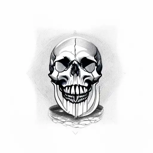 Macabre Skull With An Open Mouth Biting A Hourglass